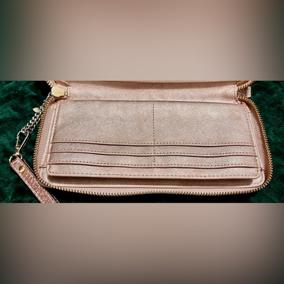 🩷💛 Michael Kors “Alex” Continental Wallet in Rose Gold Glitter - Picture 7 of 14